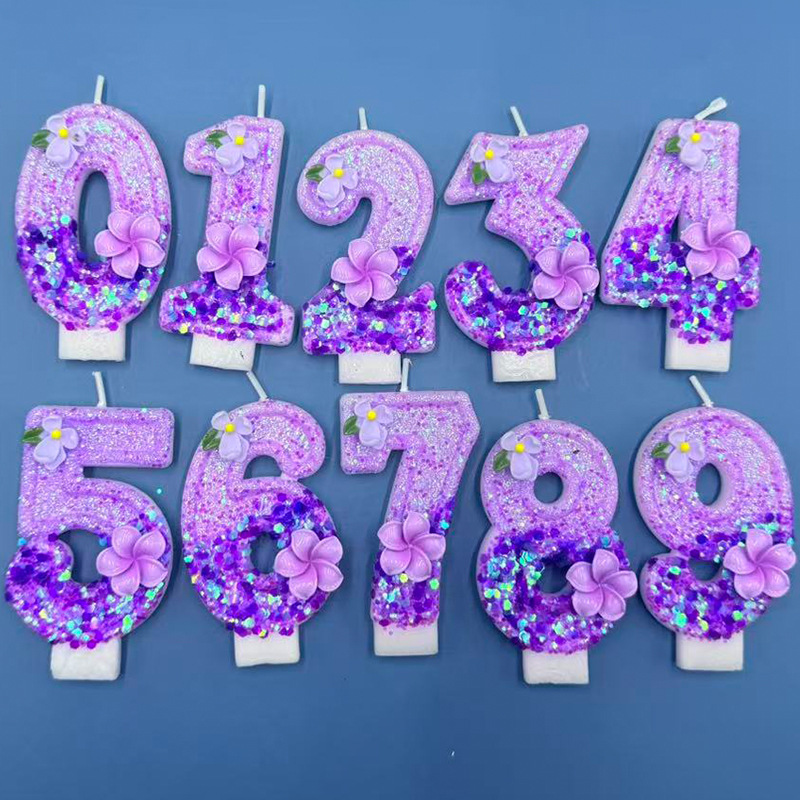 Holiday Candle Set - Weiche, tiefviolette Zahlenkerzen mit violettem Farbverlauf